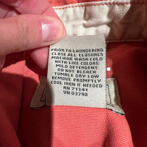L.L. Bean salmon canvas barn zip up coat. Size small - Picture 4 of 8